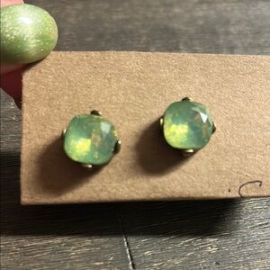 Green Lapis / Peridot Cushion Cut studs